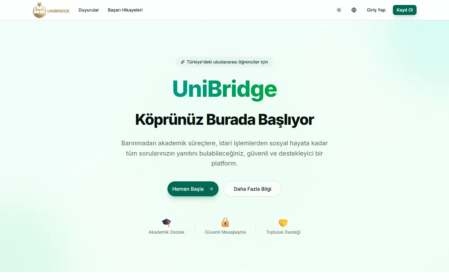 UniBridge: Ana sayfa